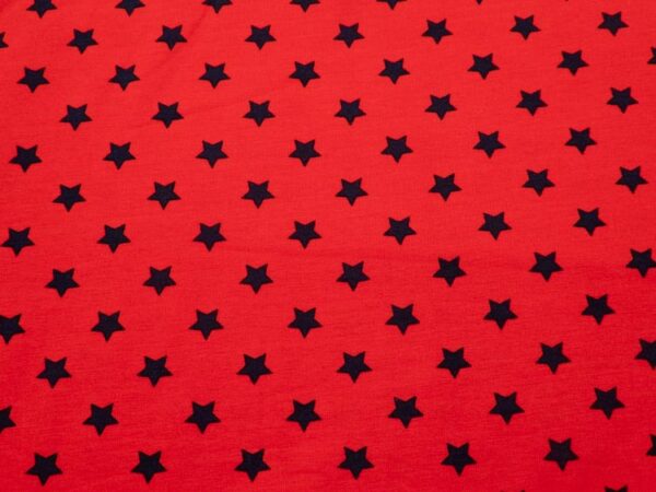 Stoff Jersey Sterne rot