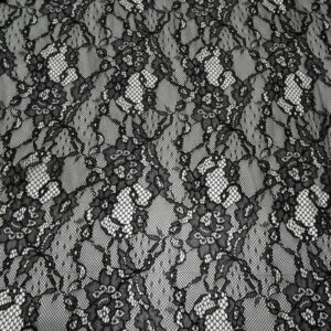 Stoff Spitze Doppelbordüre schwarz