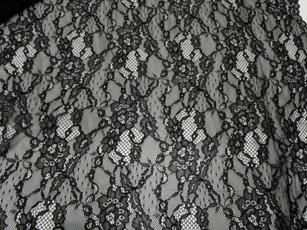 Stoff Spitze Doppelbordüre schwarz