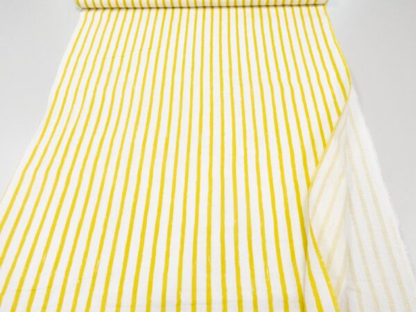 Stoff Printed Double Gauze Streifen weiss-gelb – Bild 2
