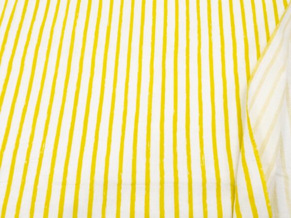 Stoff Printed Double Gauze Streifen weiss-gelb
