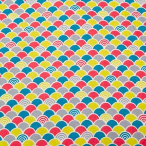 Stoff Wellen Multicolor graugrünpink