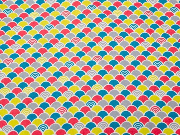 Stoff Wellen Multicolor graugrünpink