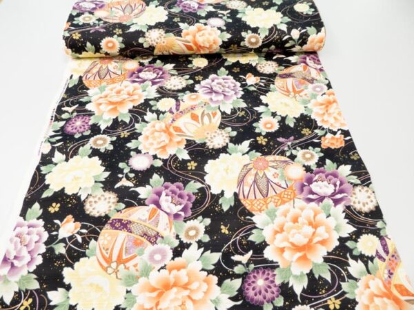 Stoff Flowers Japan schwarz – Bild 2