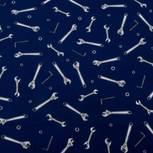 Stoff BW Musings - blue Handwerker