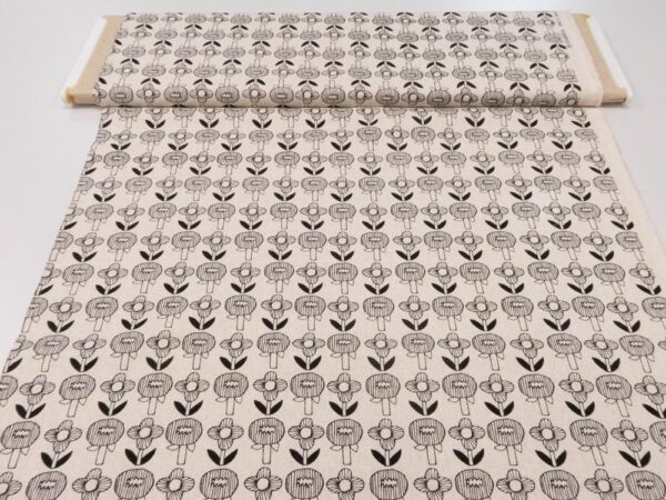 Stoff Cotton Flax Prints natural with Flower – Bild 3