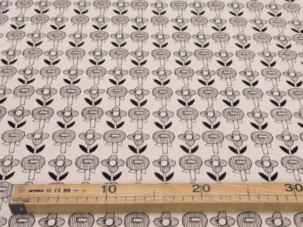 Stoff Cotton Flax Prints natural with Flower – Bild 4