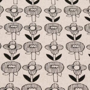 Stoff Cotton Flax Prints natural with Flower