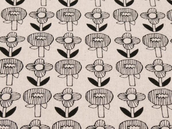 Stoff Cotton Flax Prints natural with Flower