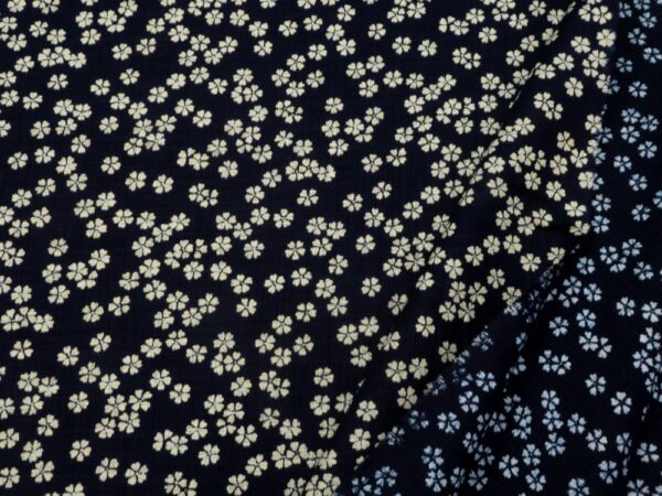 Stoff BW Sevenberry Nara Homespun -indigo Blumen – Bild 2