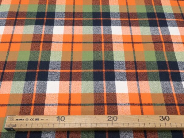 Stoff Mamoth Flannel Karo XL orange-grün-schwarz-weiss – Bild 3