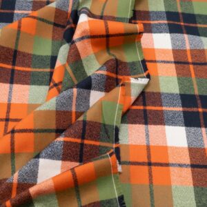 Stoff Mamoth Flannel Karo XL orange-grün-schwarz-weiss