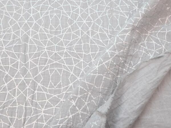 Stoff Embrace Double Gauze Metallic grau/silber