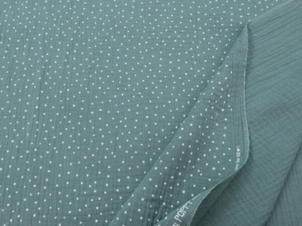 Stoff Double Gauze Dots Beryl Green