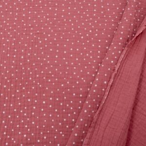 Stoff Double Gauze Dots Mesa Rose