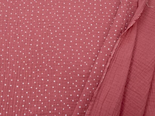 Stoff Double Gauze Dots Mesa Rose