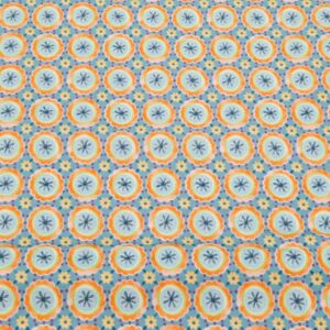 Stoffe  BW Popeline Emilie 70's Blumen blau-orange