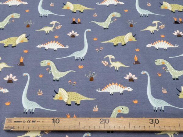 Stoff Baumwolle Elasthan Jersey Grisu Dino – Bild 5
