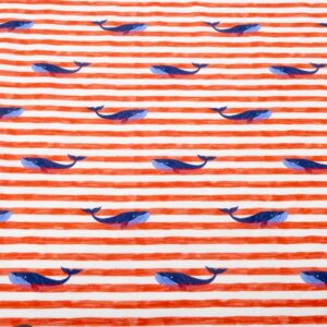 Stoff Baumwolle Jersey Sea life WALFISCH im Streifenmeer
