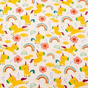 Stoff Baumwolljersey Fantasy Creme Fancy Einhorn