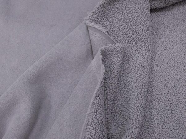 Stoff Fleece Teddy mittelgrau – Bild 3