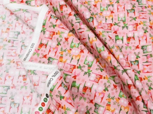 Stoff Christmas Brights Weihnachten Renntiere rosa – Bild 2