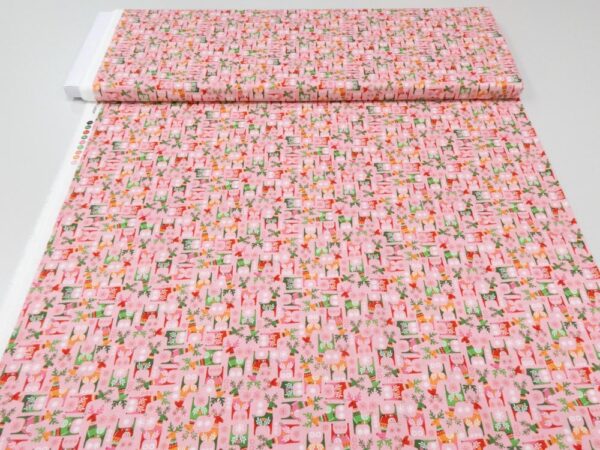 Stoff Christmas Brights Weihnachten Renntiere rosa – Bild 3