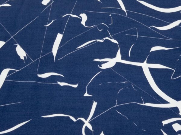 Stoff Viskose Birka Farbklekse & Striche blau-weiss