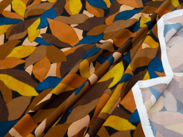 Stoff Viskosekrepp Irena Blätter Herbst – Bild 2