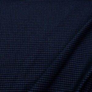 Stoff Wollgewebe Karo blau-schwarz