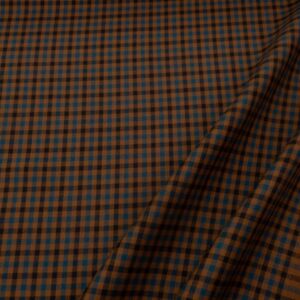 Stoff Wollgewebe Pure Wool Karos petrol-dunkelbraun-sugaralmond