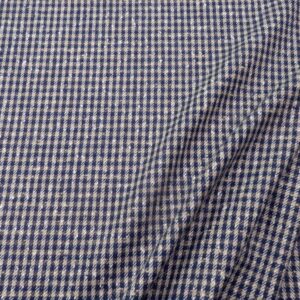 Stoff Wollgemisch Pure Wool-Seide-Leinen Karos blau-beige-ecru