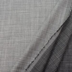 Stoff Sommerwolle Wo/Silk/Linen meliert weiss-schwarz
