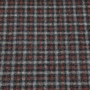 Stoff Wollgewebe Karoraster rot-grau