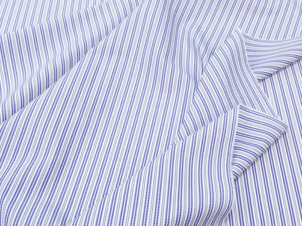 Stoff Baumwollgewebe Hemd Streifen weiss-blau – Bild 2