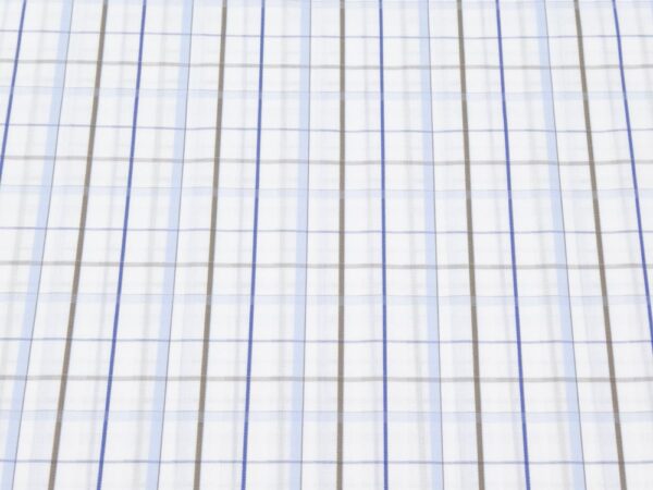 Stoff Baumwollgewebe Hemd Karo_Streifen weiss-blau-graubraun