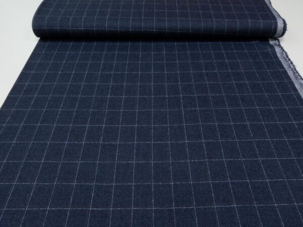 Stoff Wollgewebe mit Kaschmir Karoraster dunkelblau-hellblau – Bild 3