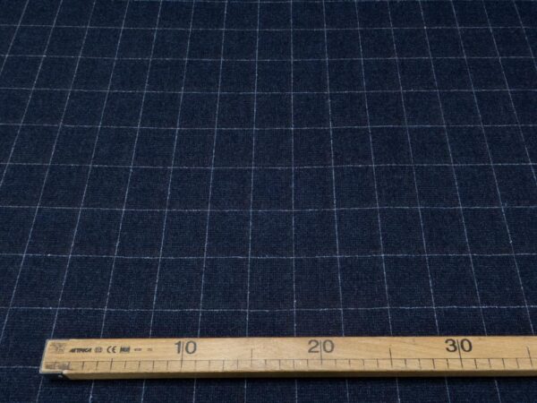 Stoff Wollgewebe mit Kaschmir Karoraster dunkelblau-hellblau – Bild 4