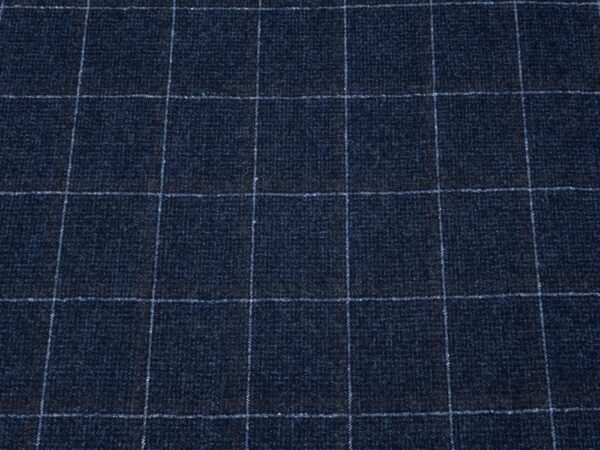 Stoff Wollgewebe mit Kaschmir Karoraster dunkelblau-hellblau