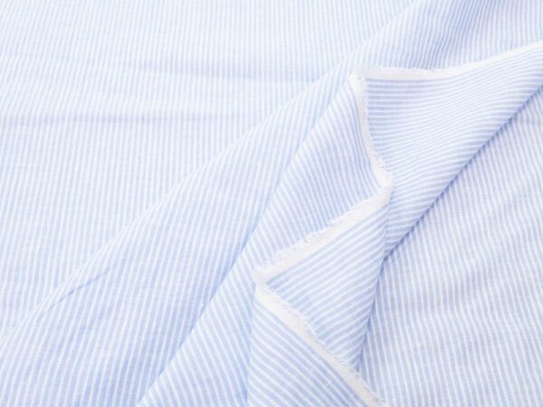 Stoff Leinen Streifen hellblau-weiss – Bild 2