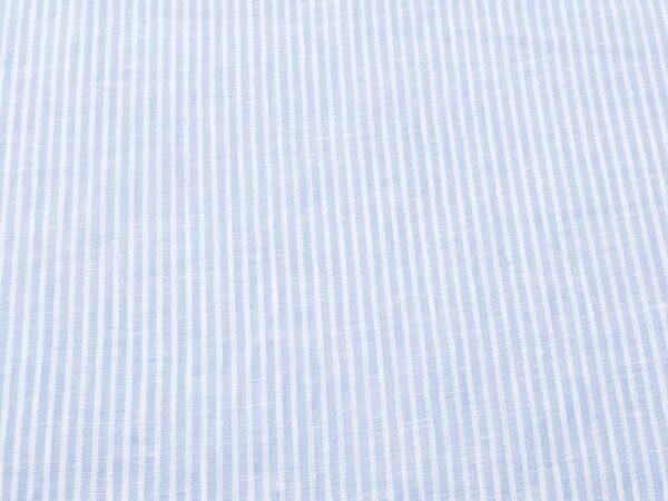 Stoff Leinen Streifen hellblau-weiss