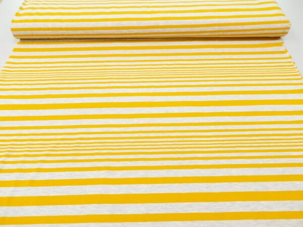 Stoff Elastic Jersey Streifen graumelange gelb – Bild 2