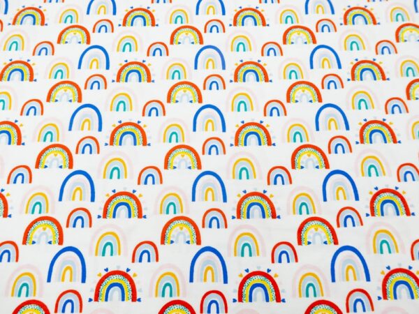 Stoff BW.el. Jersey Druck Regenbogen weiss