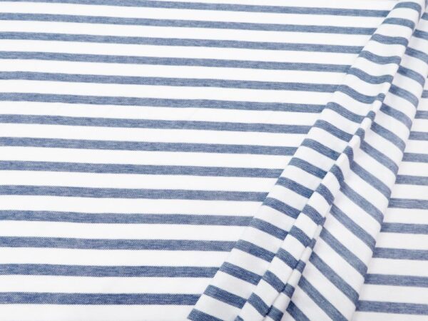 Stoff BW Pique Jersey Streifen blau-weiss