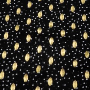 Stoff Chiffon schwarz Druck mit Folie gold