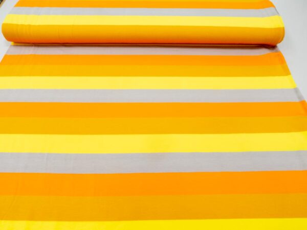 Stoff BW-El Jersey Streifen breit gelb-orange-safran-grau – Bild 2