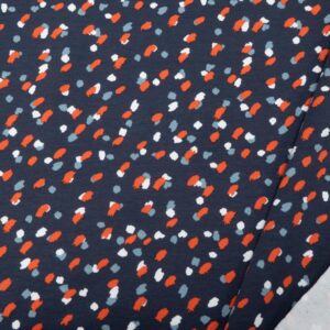 Stoff Frencht Terry Sweat Pinselstriche GOTS zert. Dunkelblau