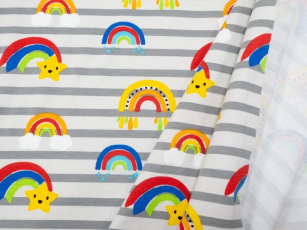 Stoff French Terry Streifen & Regenbogen – Bild 2