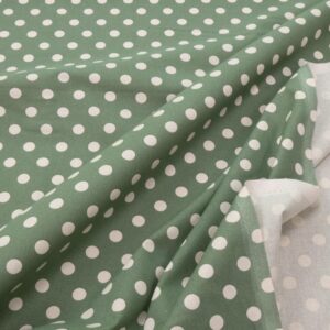 Stoff BW Cretonne wash out Punkte grün-natur
