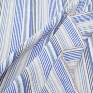 Stoff Double Gauze Streifen breit & schmal Blautöne